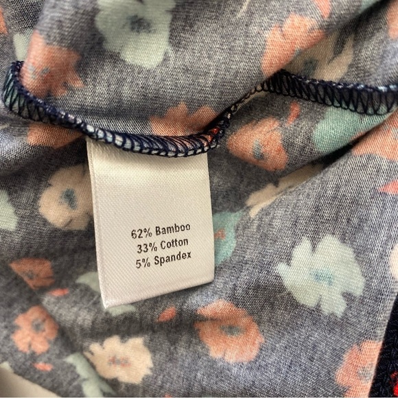 Tucker || Rachel Bamboo Jersey Wrap Dress Floral Navy Blue 2X - Picture 6 of 6